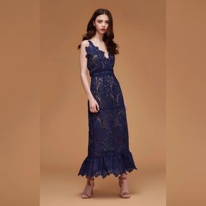💠Foxiefox Navy Marjorie Fit N Flare Lace Dress